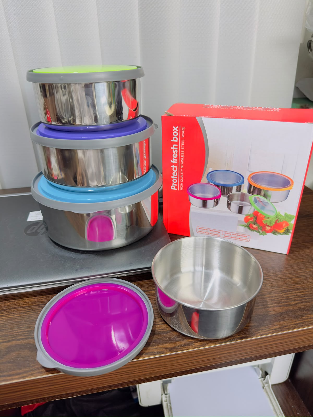 4 Pcs  Stainless Steel Airtight  Bowl Set Lunch Box Tiffin Kitchen Food Container