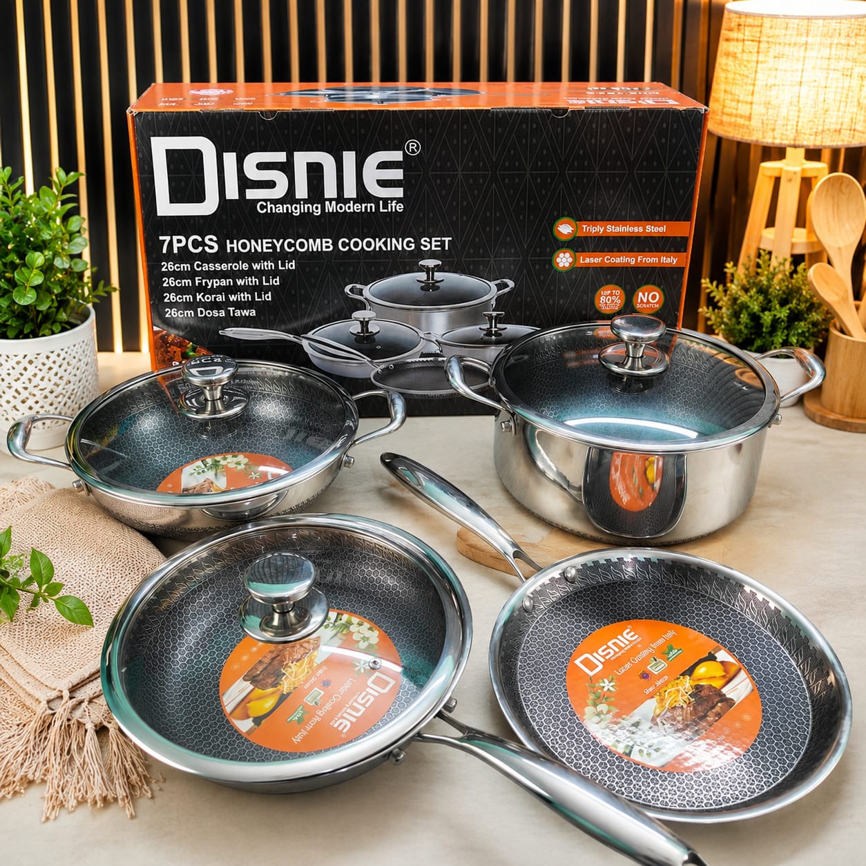 Disnie 7 Pcs Honeycomb Cooking Set Combo